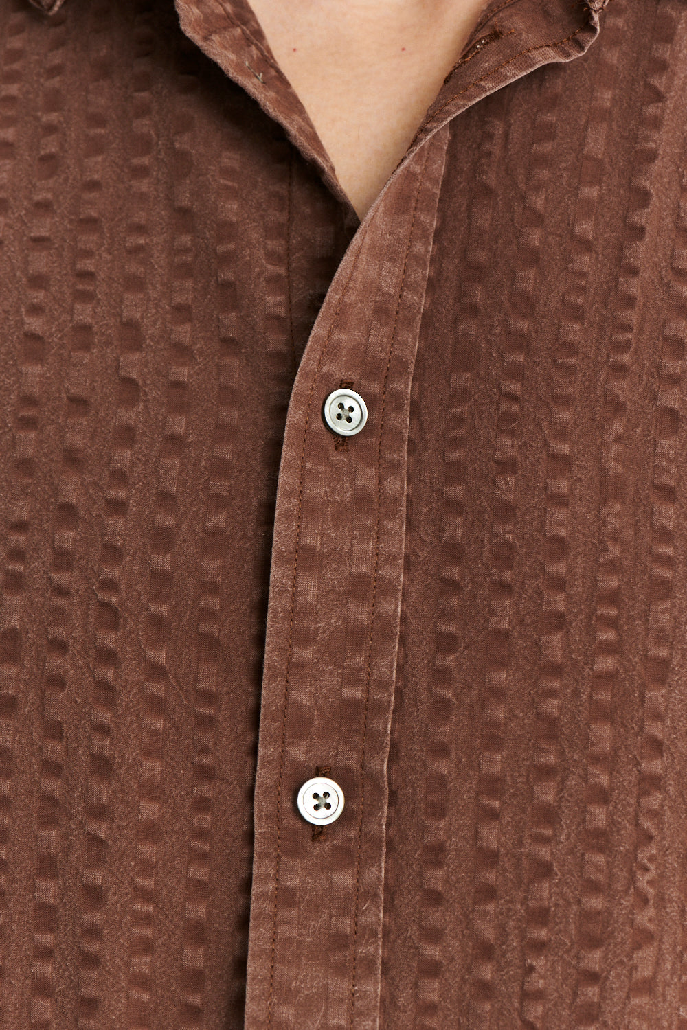 New Cute Shirt in a Brown Portuguese Pure Lyocell Soft Seersucker