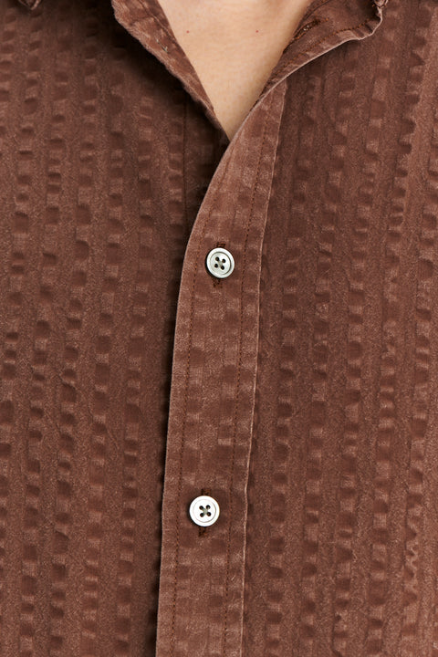 New Cute Shirt in a Brown Portuguese Pure Lyocell Soft Seersucker
