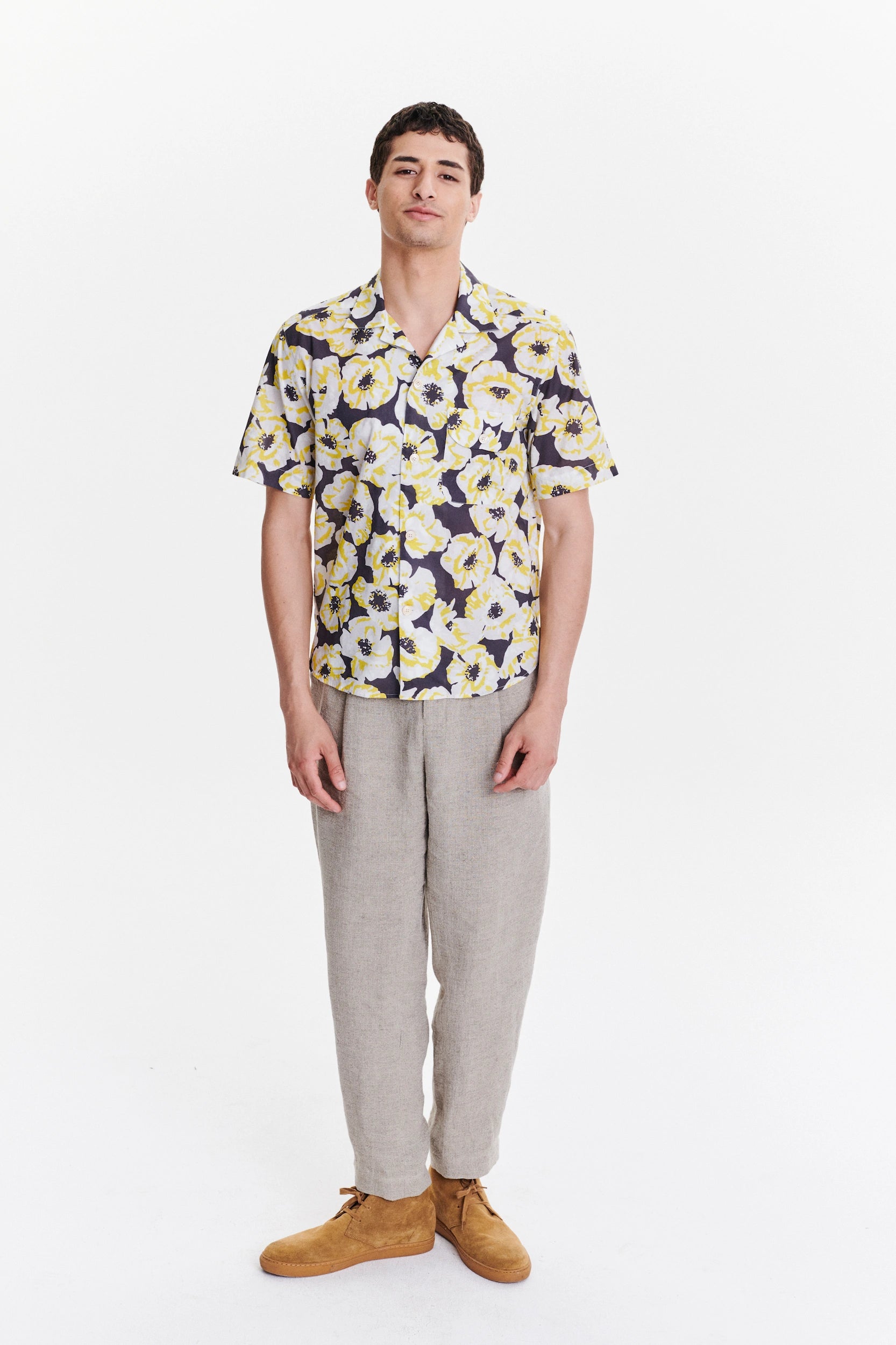 short-sleeve-camp-collar-shirt-in-a-yellow-white-and-brown-flowery-print-italian-cotton