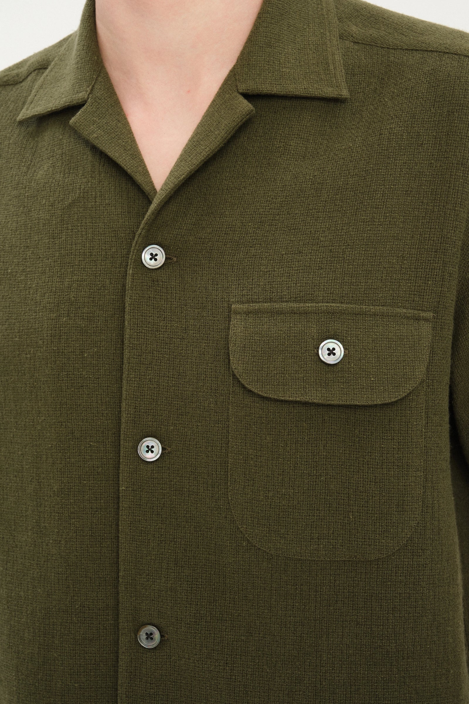 Short Sleeve Camp Collar Shirt  in Japanese Structural Cotton