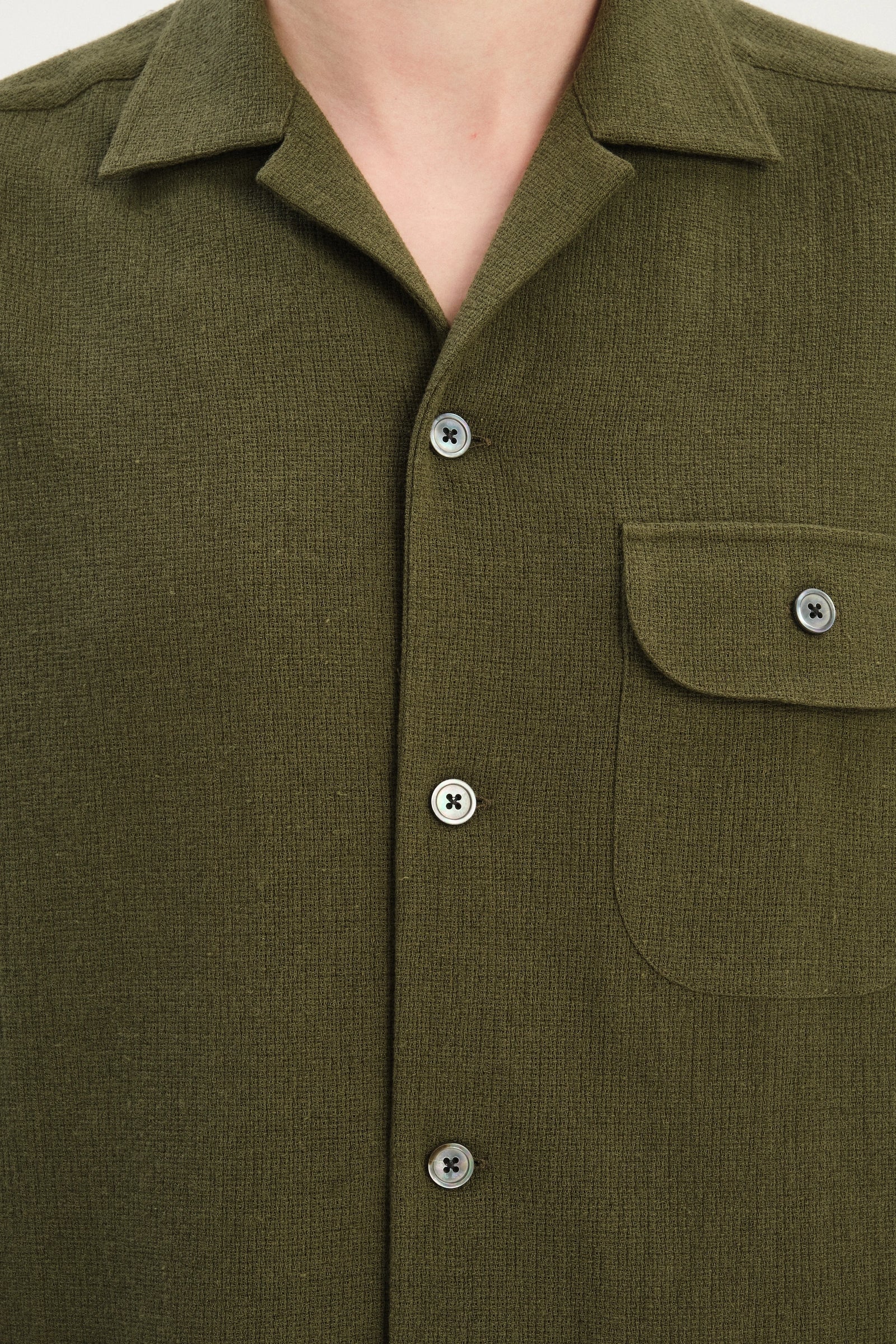 Short Sleeve Camp Collar Shirt  in Japanese Structural Cotton