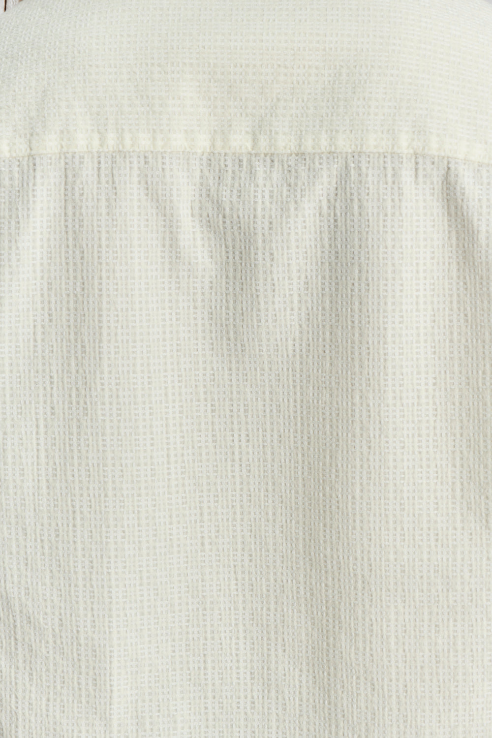 Short Sleeve Camp Collar Shirt in an Off-white Portuguese Jacquard Cotton