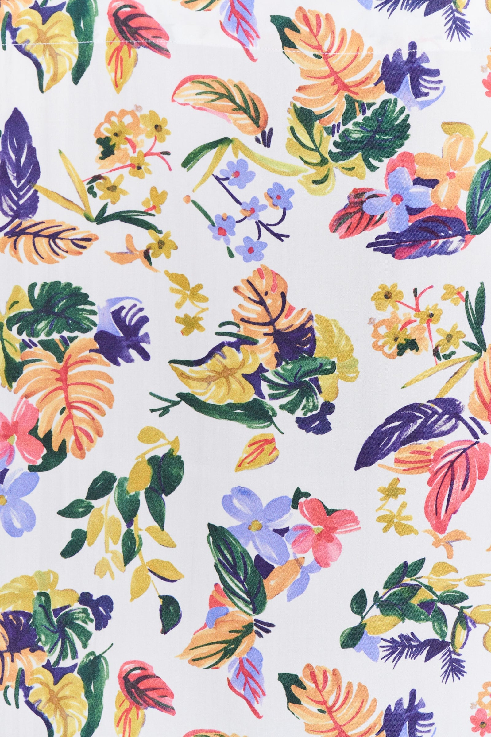 Short Sleeve Cuban Collar Shirt in a Green, Yellow, Blue and Pink Flower Natural Italian Lyocell