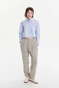 Relaxed Cropped Shirt in Soft Tonal Stripes