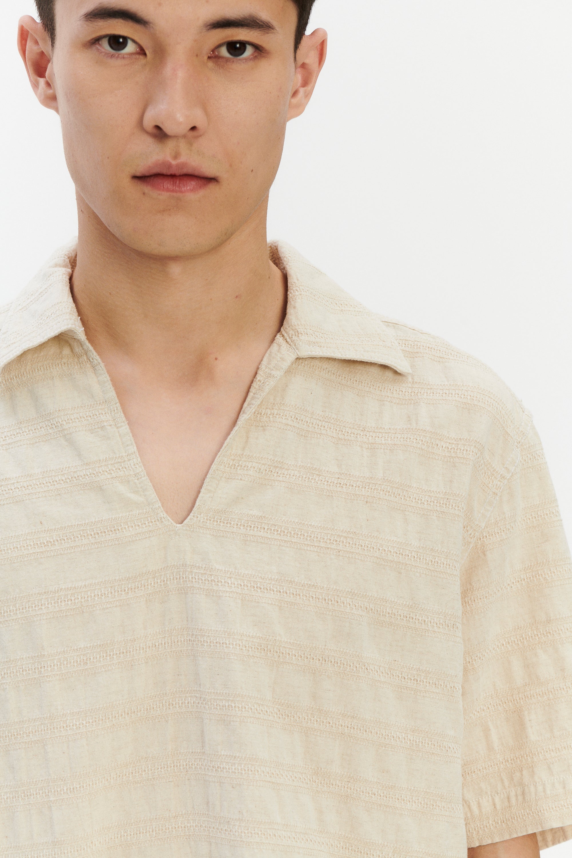 Short Sleeve Pop Over Shirt n Japanese Cotton and Linen