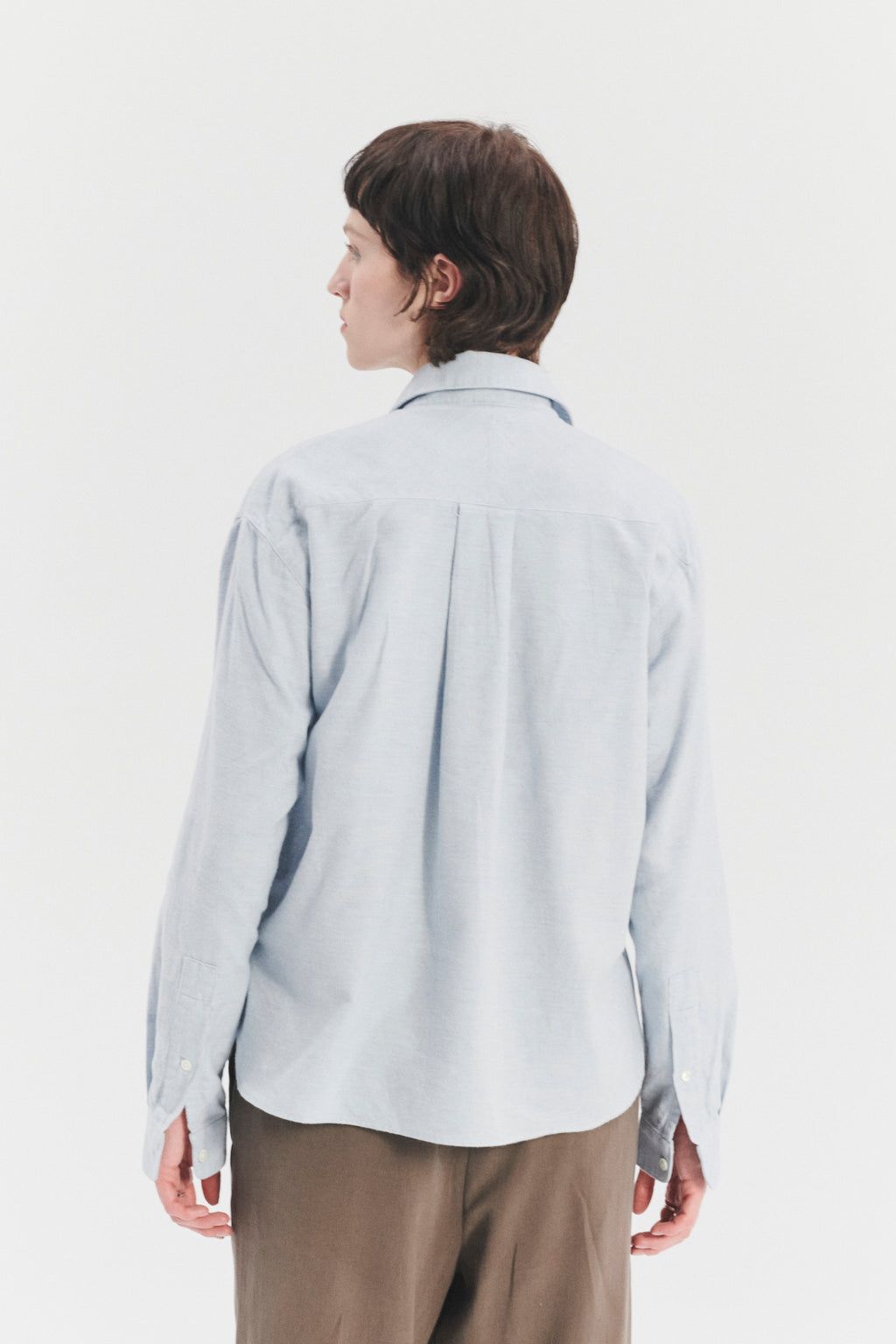 Relaxed Blouse in a Pale Sky Blue Double Brushed Utterly Soft Italian Cotton Flannel