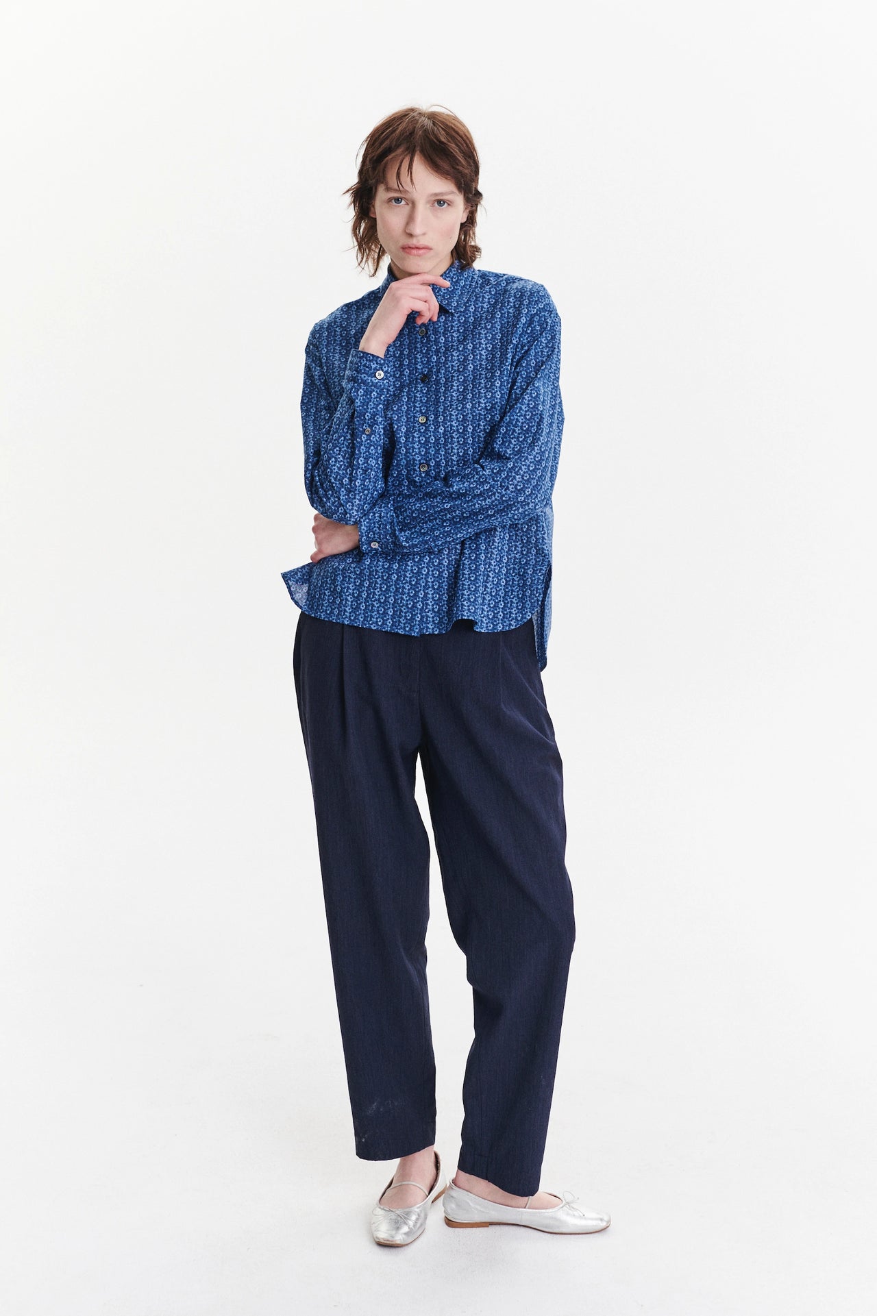 Genuine Trousers in a Navy Blue Fluid Mix of Italian Summer Wool and Viscose