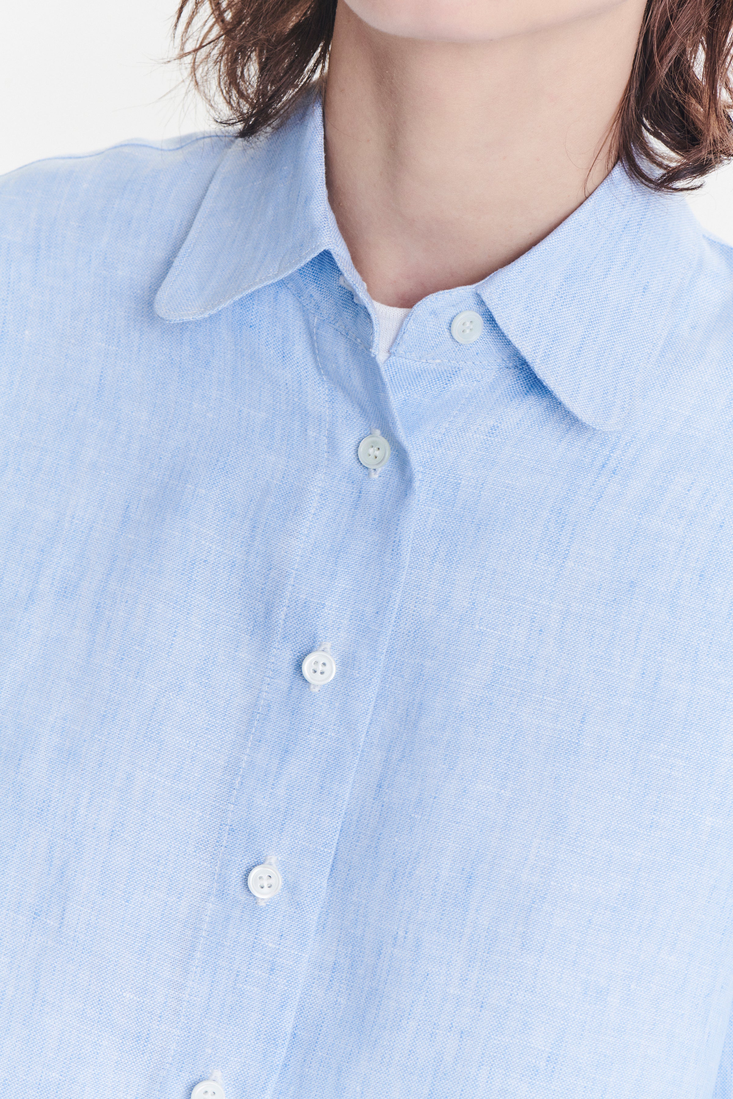 Relaxed Blouse in a Blue Soft Cotton Lyocell Flannel