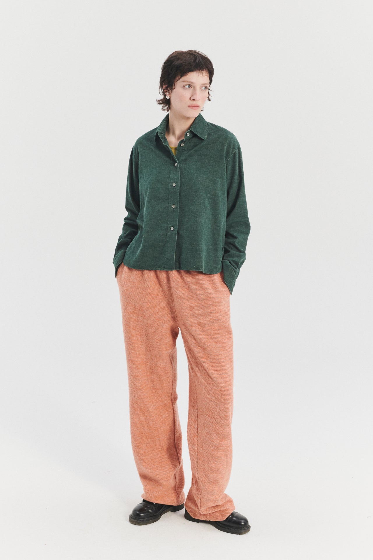 Relaxed Blouse in a Moss Green Japanese Baby Corduroy Cotton