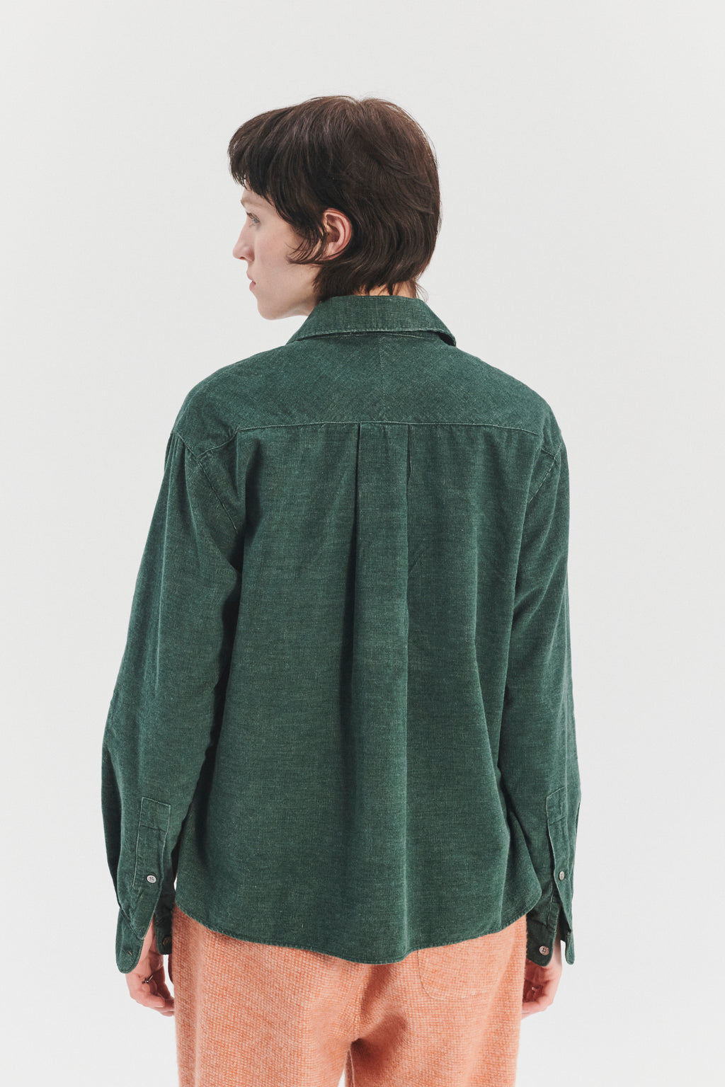 Relaxed Blouse in a Moss Green Japanese Baby Corduroy Cotton