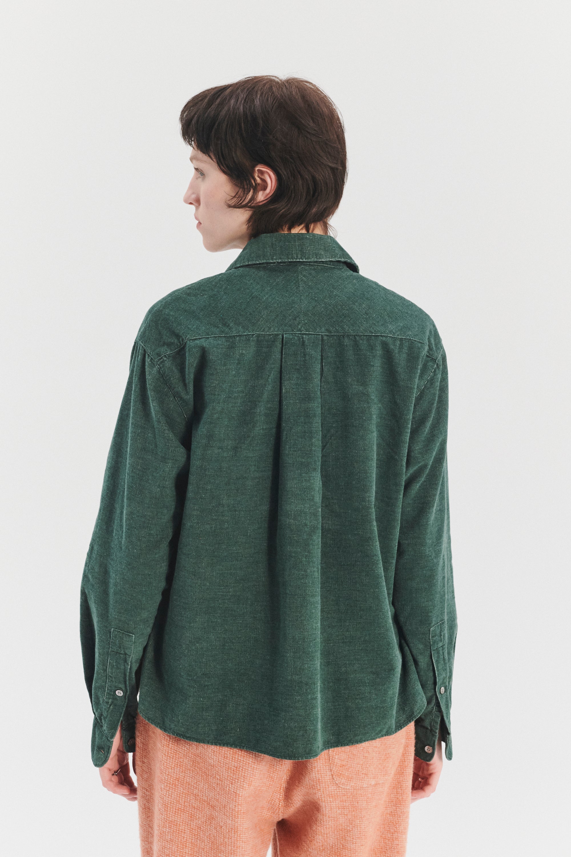 Relaxed Blouse in a Moss Green Japanese Baby Corduroy Cotton