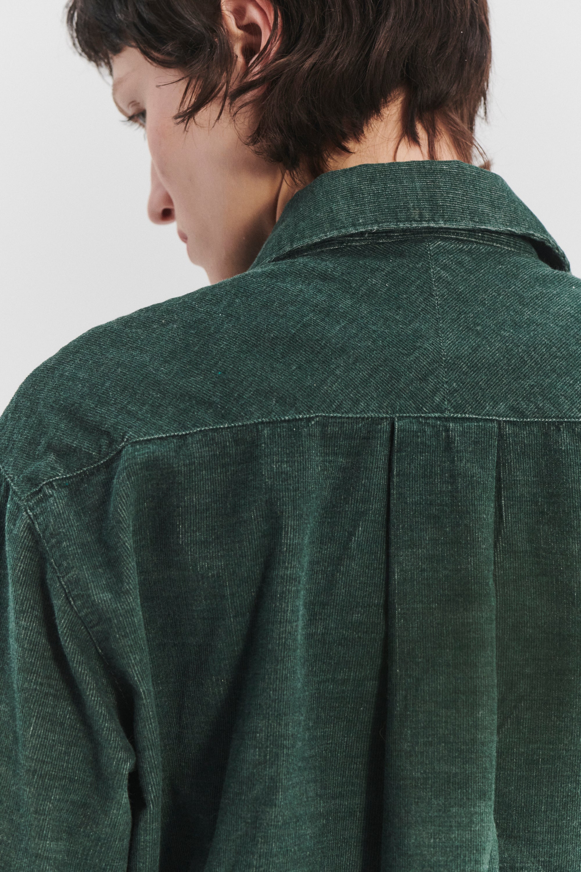 Relaxed Blouse in a Moss Green Japanese Baby Corduroy Cotton