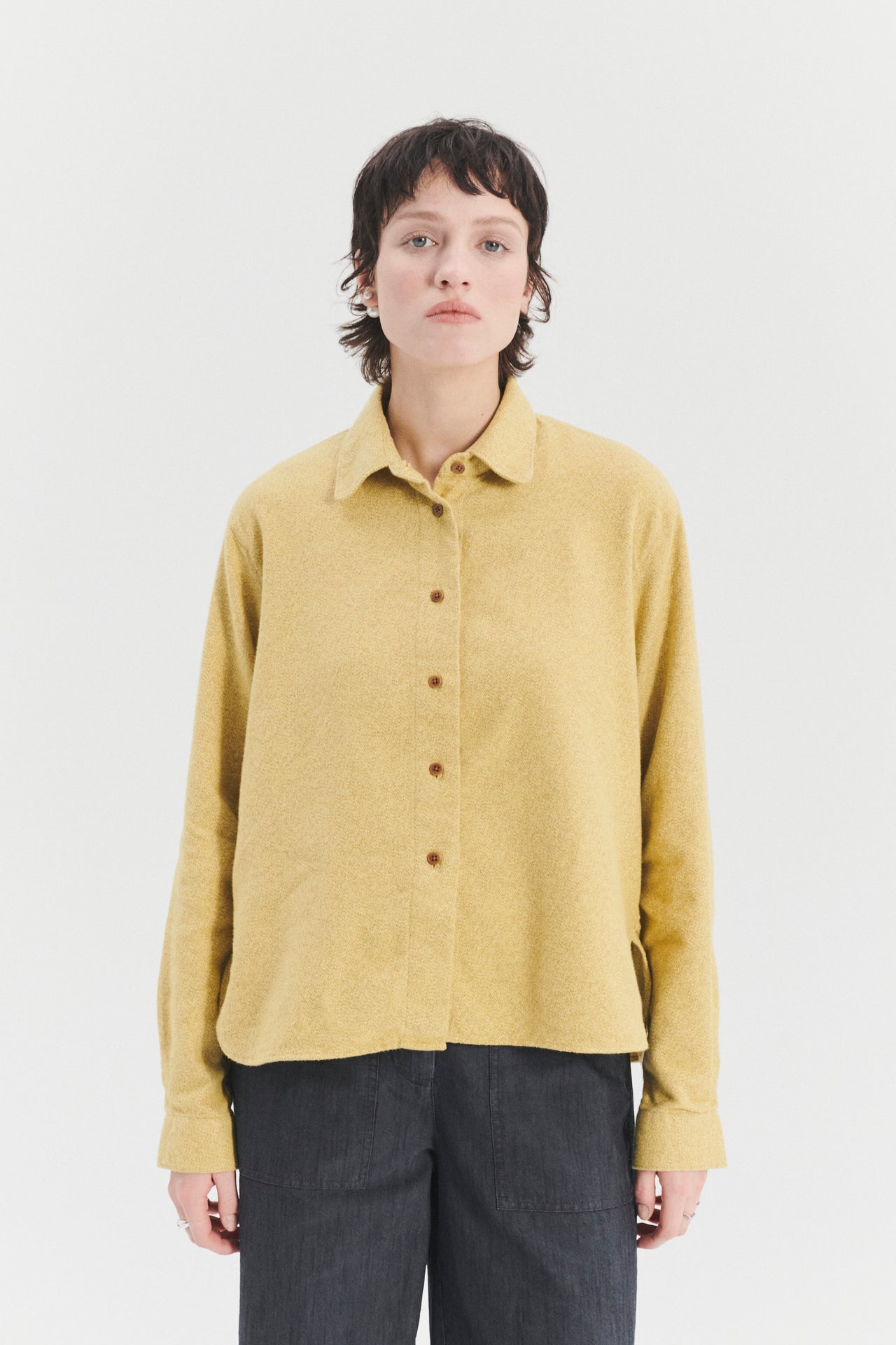 Relaxed Blouse in the Finest Yellow and Beige Portuguese Cotton Flannel