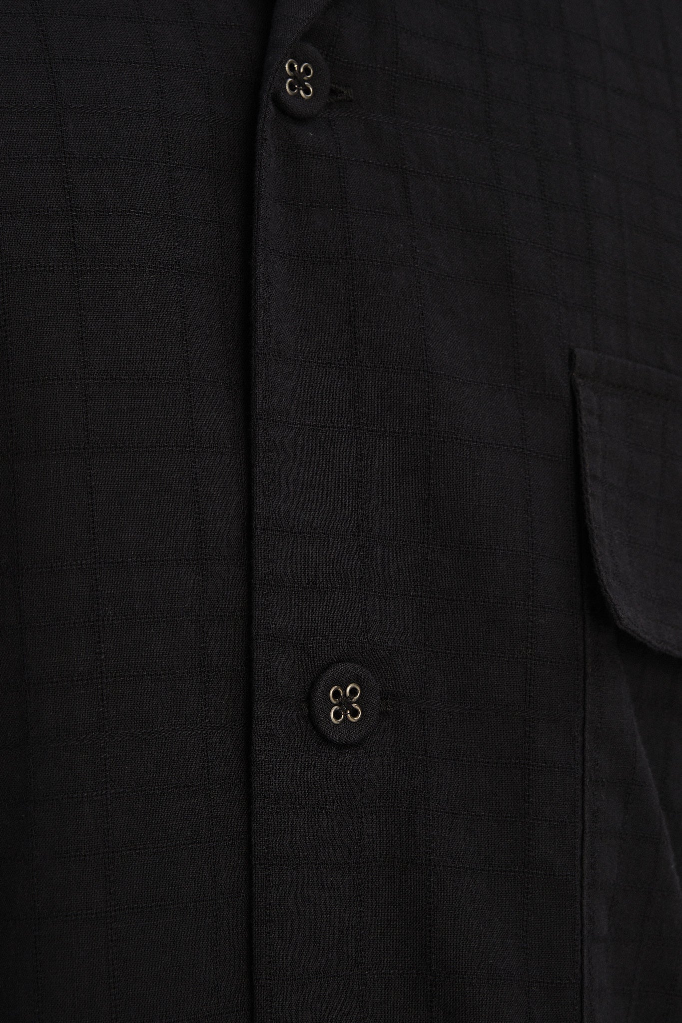 New Camp Collar Shirt  in a Profound Black Italian Dobby Cotton
