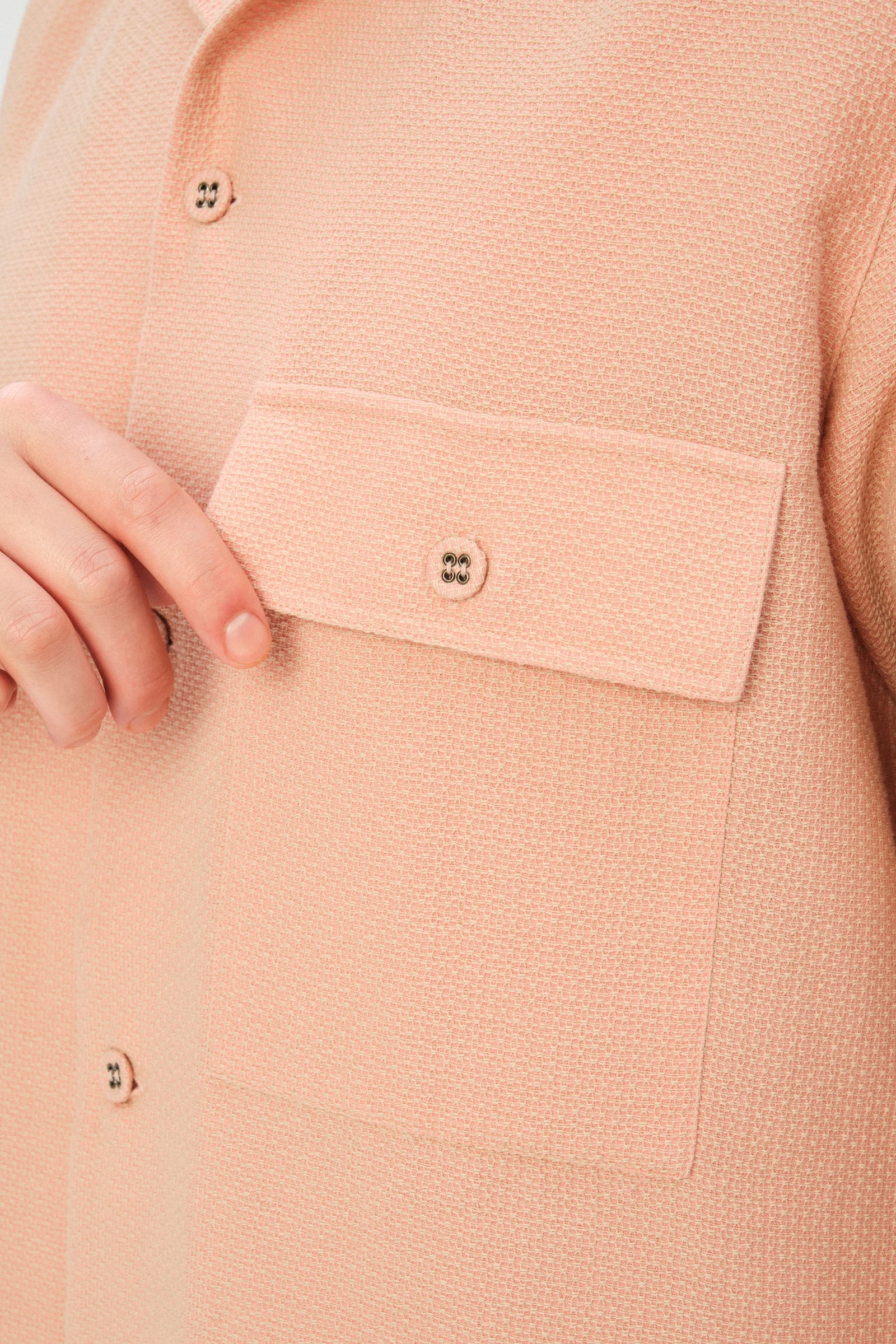 Camp Collar Shirt  in a Peach Airy Portuguese Cotton