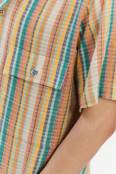 Short Sleeve Camp Collar Shirt  In Costa 1973 Stripe