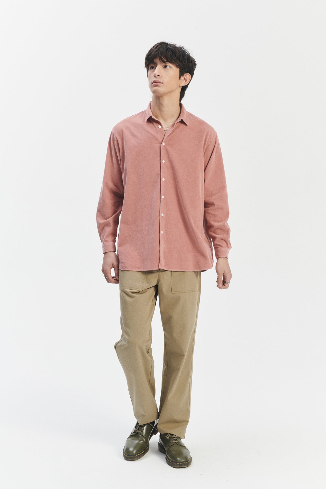 Boxy Unisex Shirt in Dusty Pink in the finest Japanese Baby Corduroy Cotton