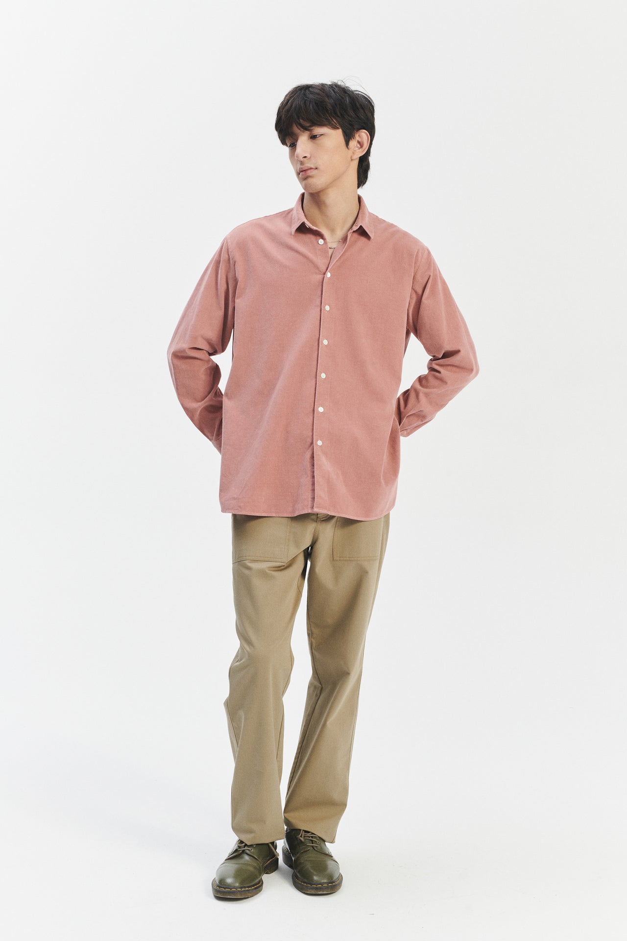 Boxy Unisex Shirt in Dusty Pink in the finest Japanese Baby Corduroy Cotton