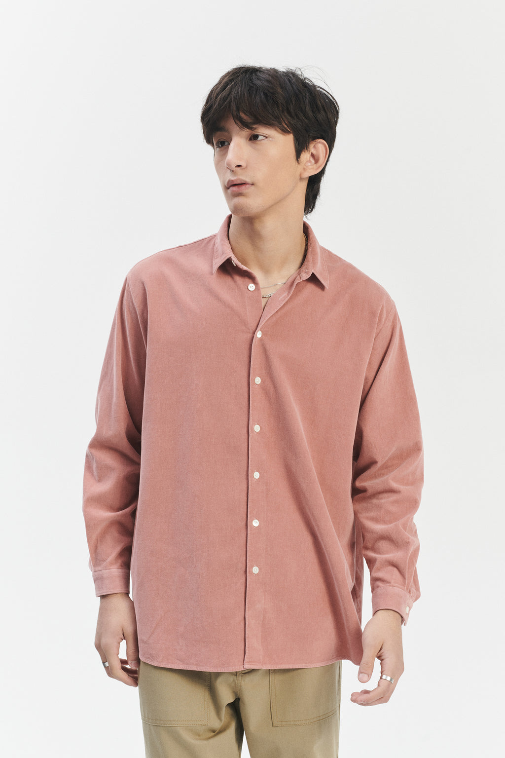 Boxy Unisex Shirt in Dusty Pink in the finest Japanese Baby Corduroy Cotton