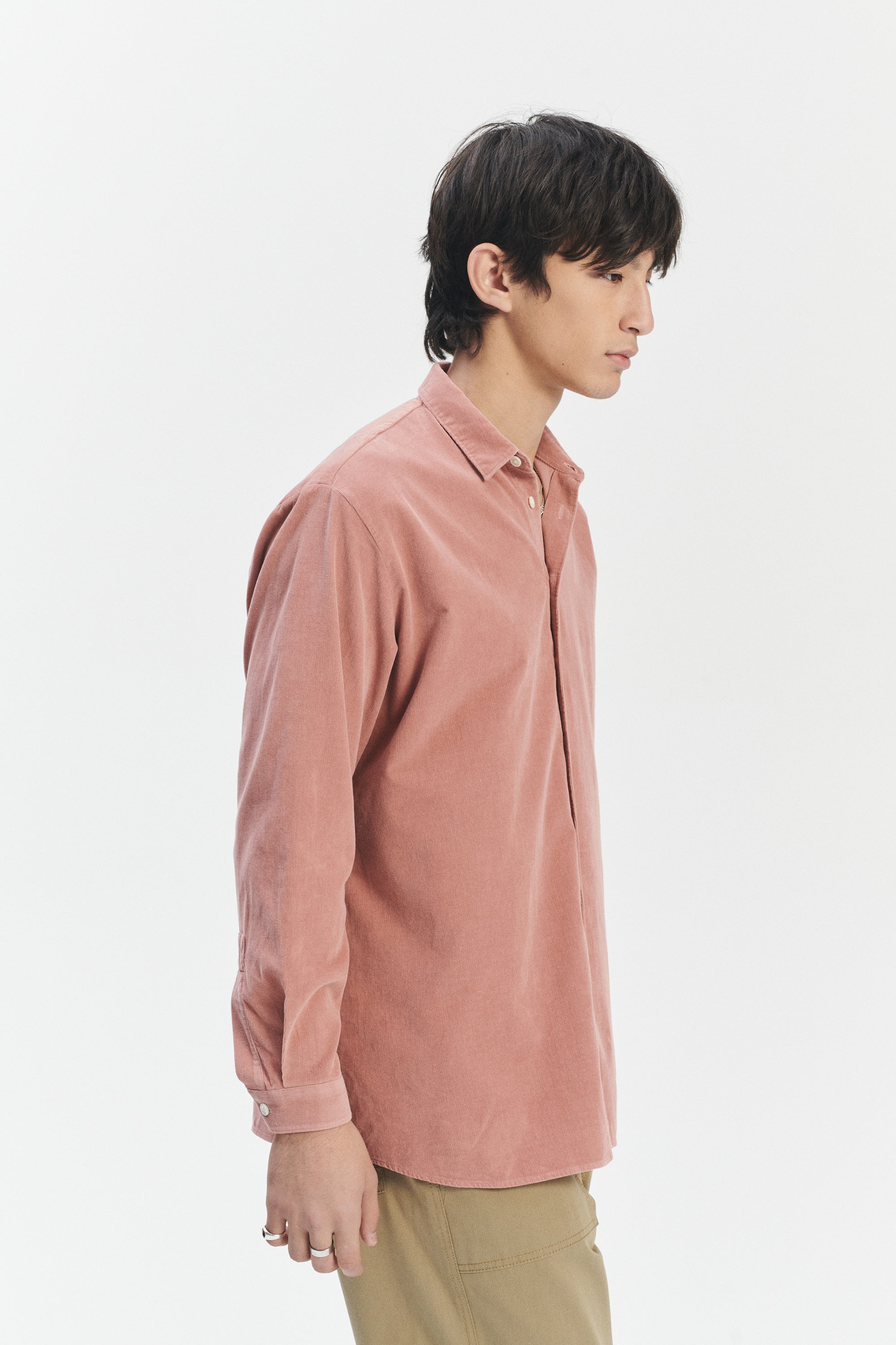 Boxy Unisex Shirt in Dusty Pink in the finest Japanese Baby Corduroy Cotton