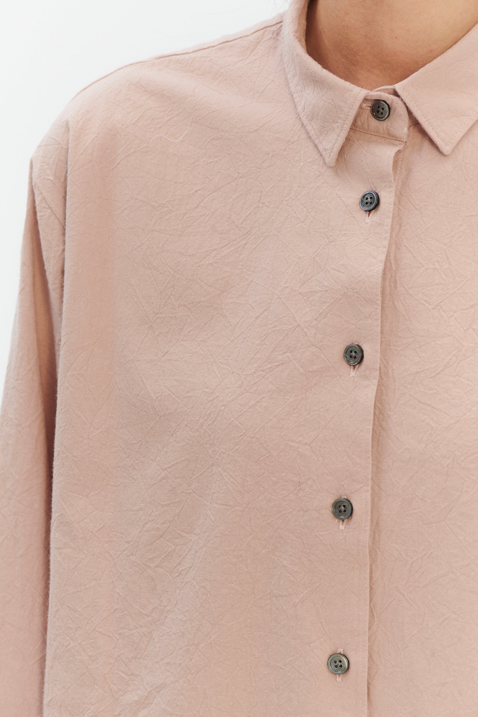 Relaxed Oversized Shirt in Dusty Pink in the finest Japanese Crinkled Cotton