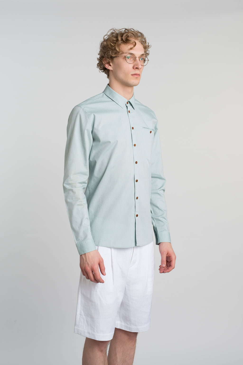 Proper Double Pocket Shirt in a Green Portuguese PinPoint Oxford