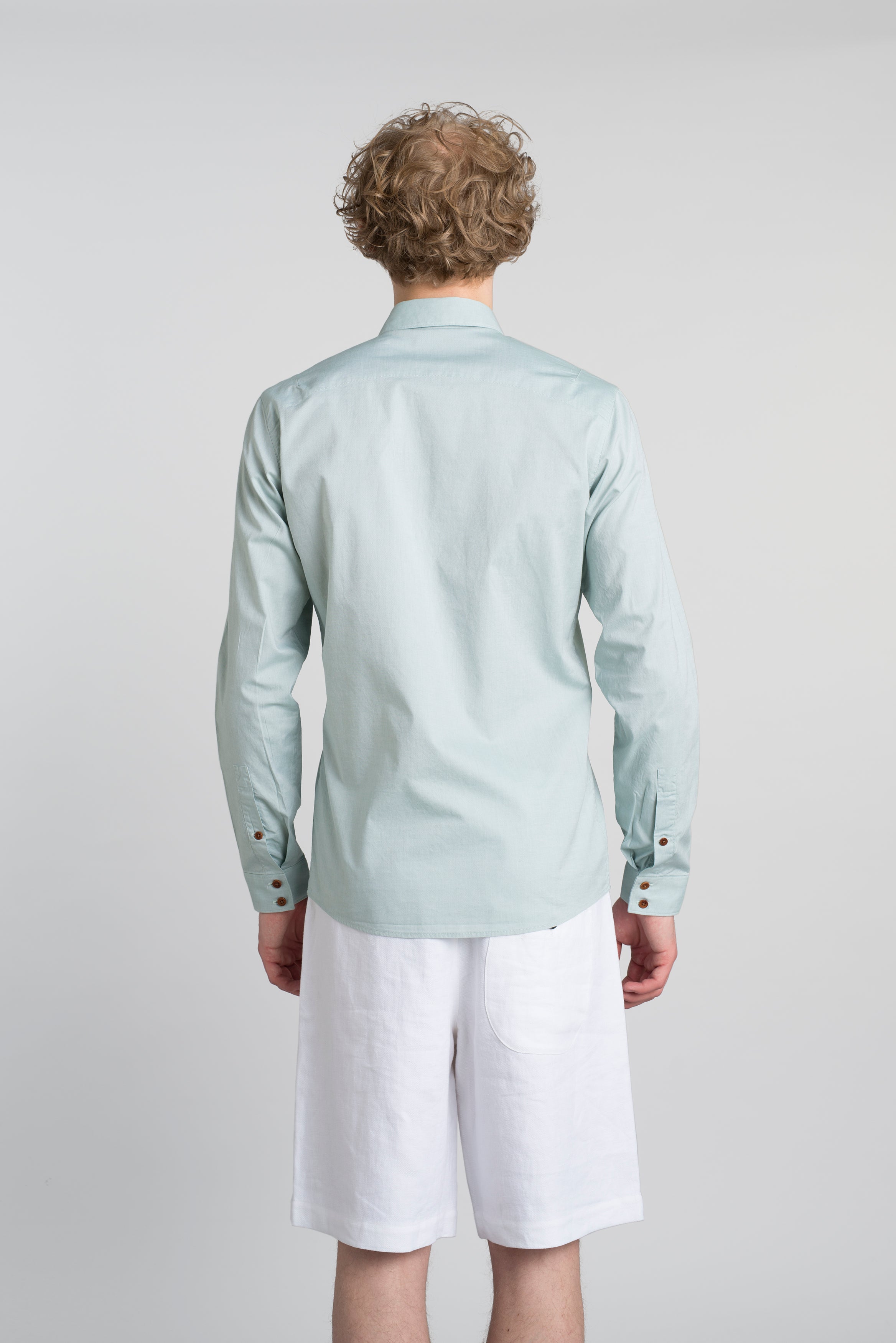 Proper Double Pocket Shirt in a Green Portuguese PinPoint Oxford