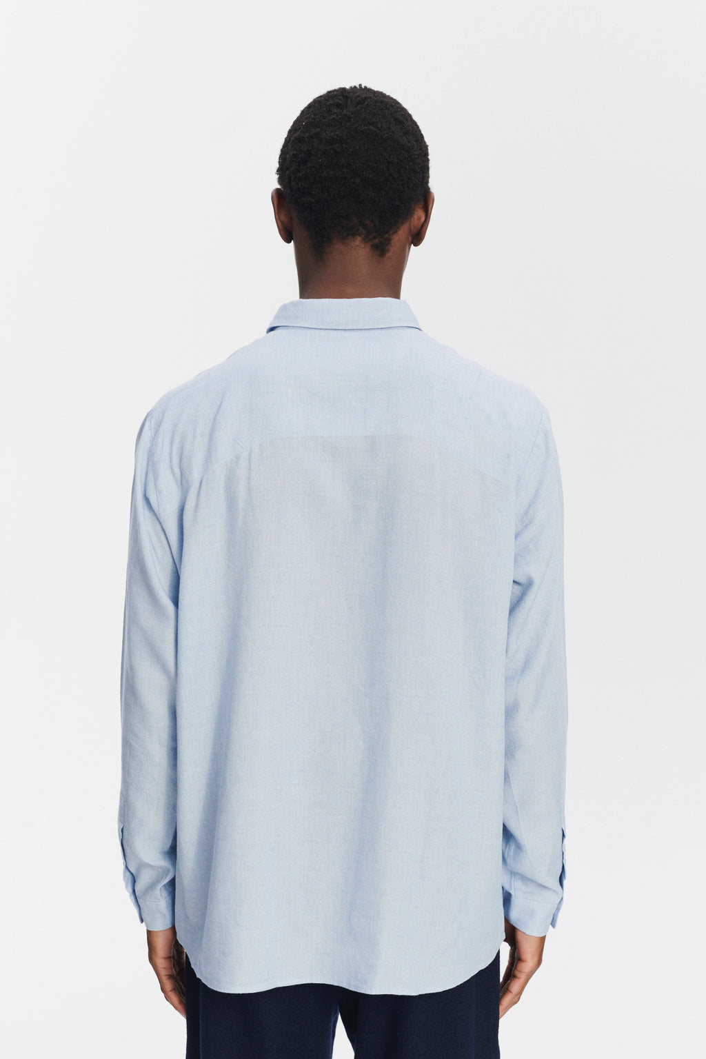Oversized Boxy Shirt in a Sky Blue Airy Portuguese Modal and Merino Wool Blend