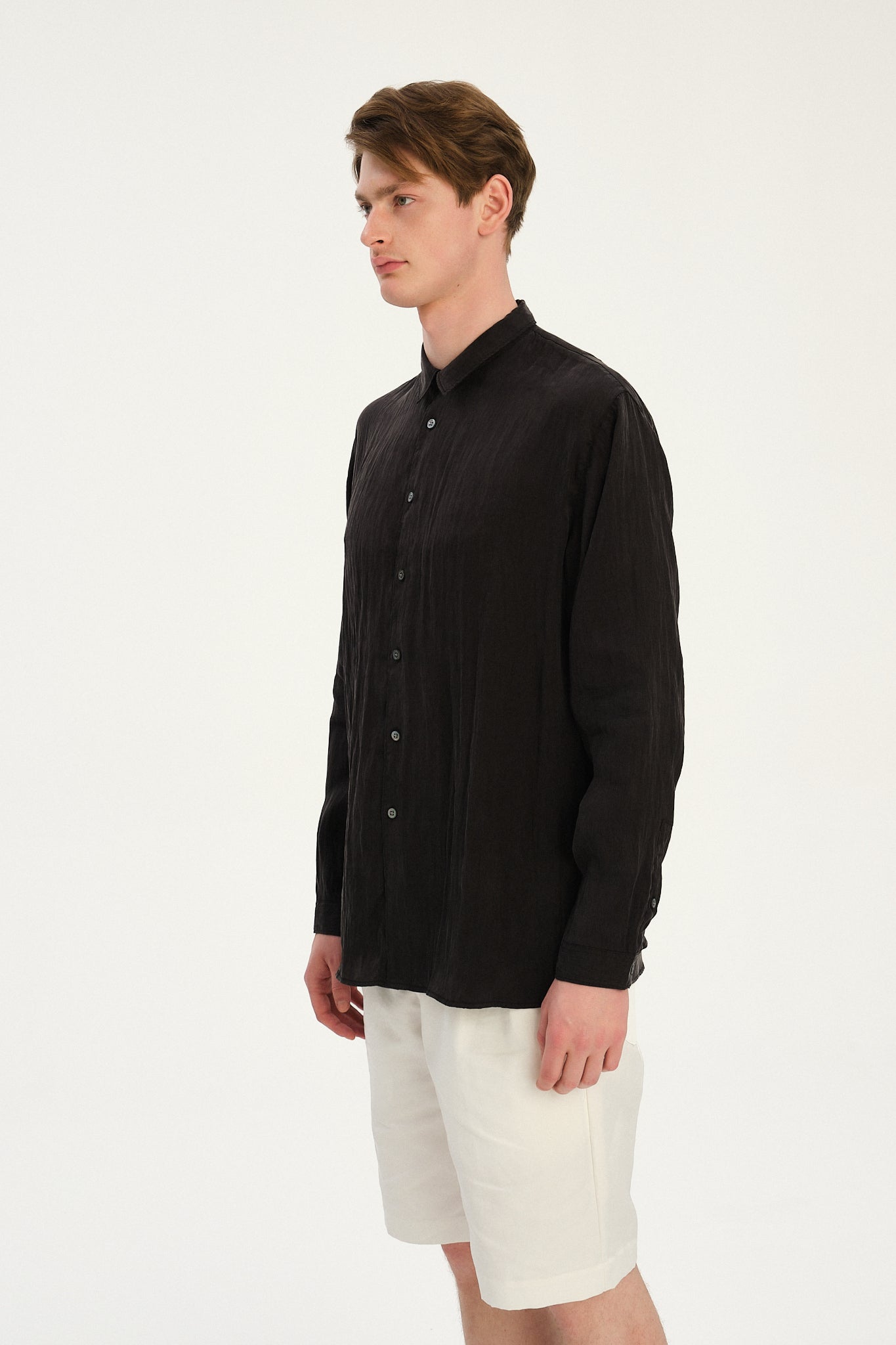 Breda Boxy Shirt in an Anthracite Japanese Lyocell Blend