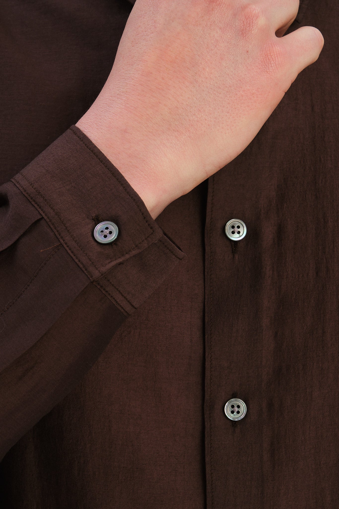 Breda Boxy Shirt in a Coffee Brown Silky Japanese Lyocell Blend