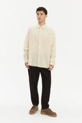 Oversized Shirt in Japanese Light Combed Wool - Ivory