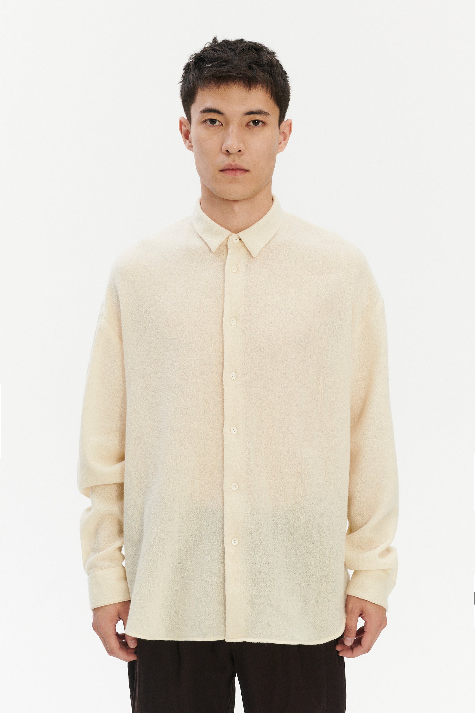 Oversized Arnhem Shirt in an Ivory White Japanese Light Combed Wool