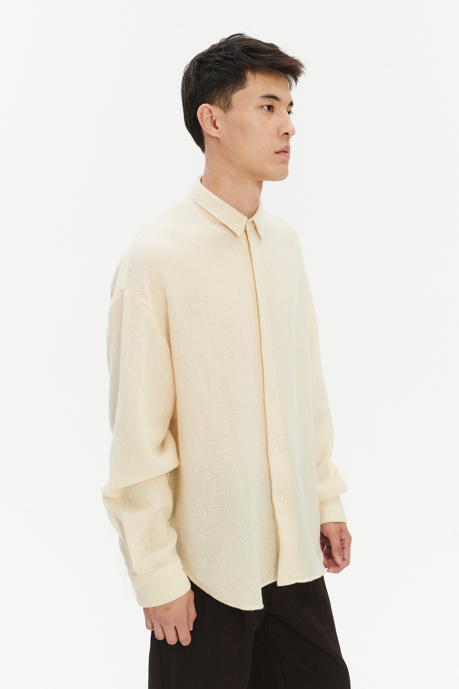 Oversized Arnhem Shirt in an Ivory White Japanese Light Combed Wool