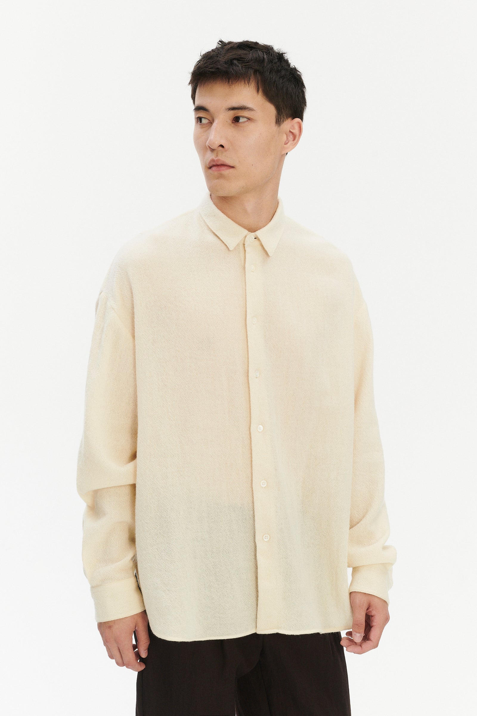Oversized Arnhem Shirt in an Ivory White Japanese Light Combed Wool