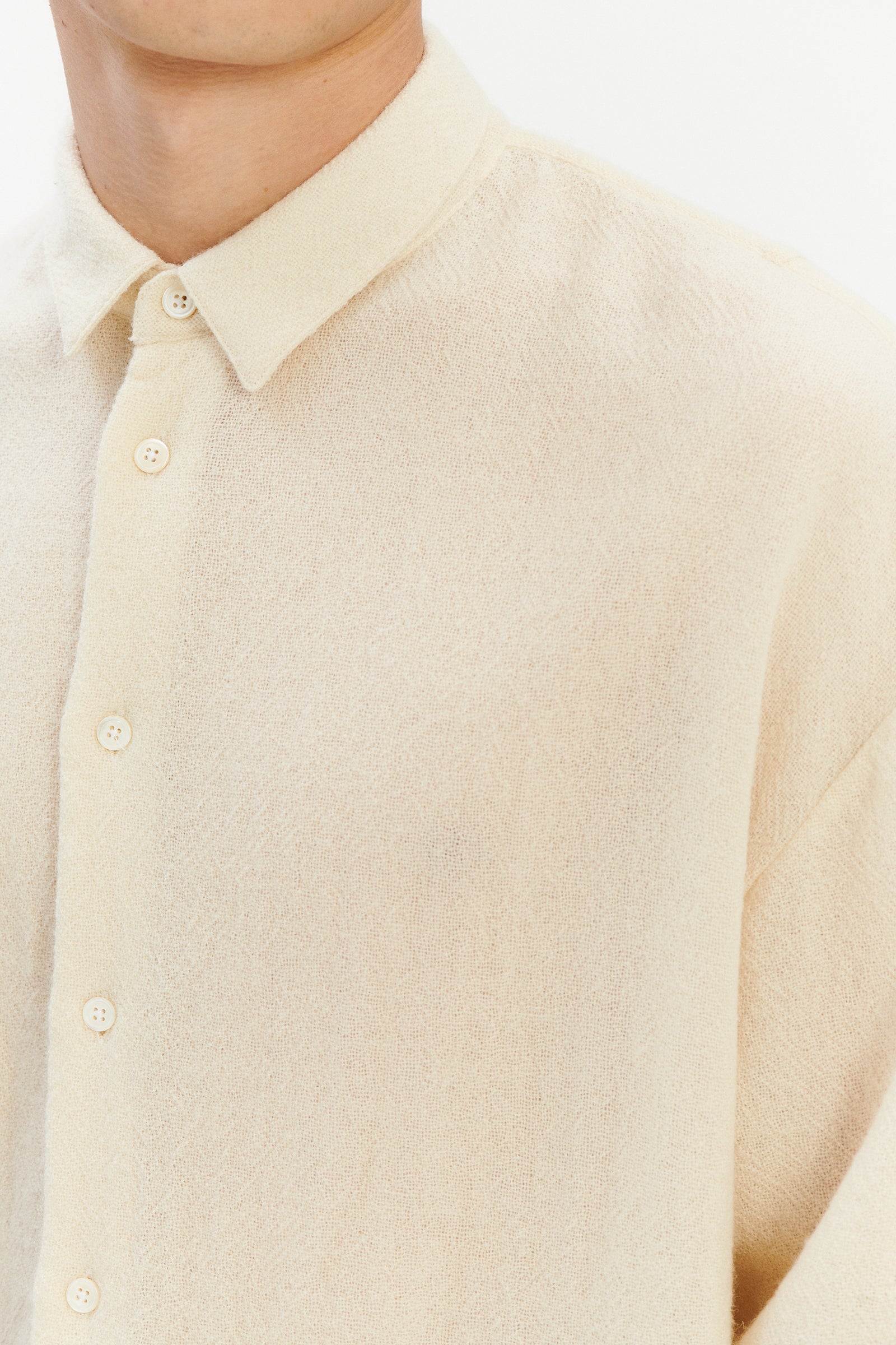 Oversized Arnhem Shirt in an Ivory White Japanese Light Combed Wool