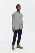 Long Sleeve Oversized Boxy Shirt in a Grey Portuguese Modal and Merino Wool Blend