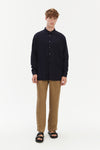 Long Sleeve Oversized Boxy Shirt in a Navy Portuguese Modal and Merino Wool Blend