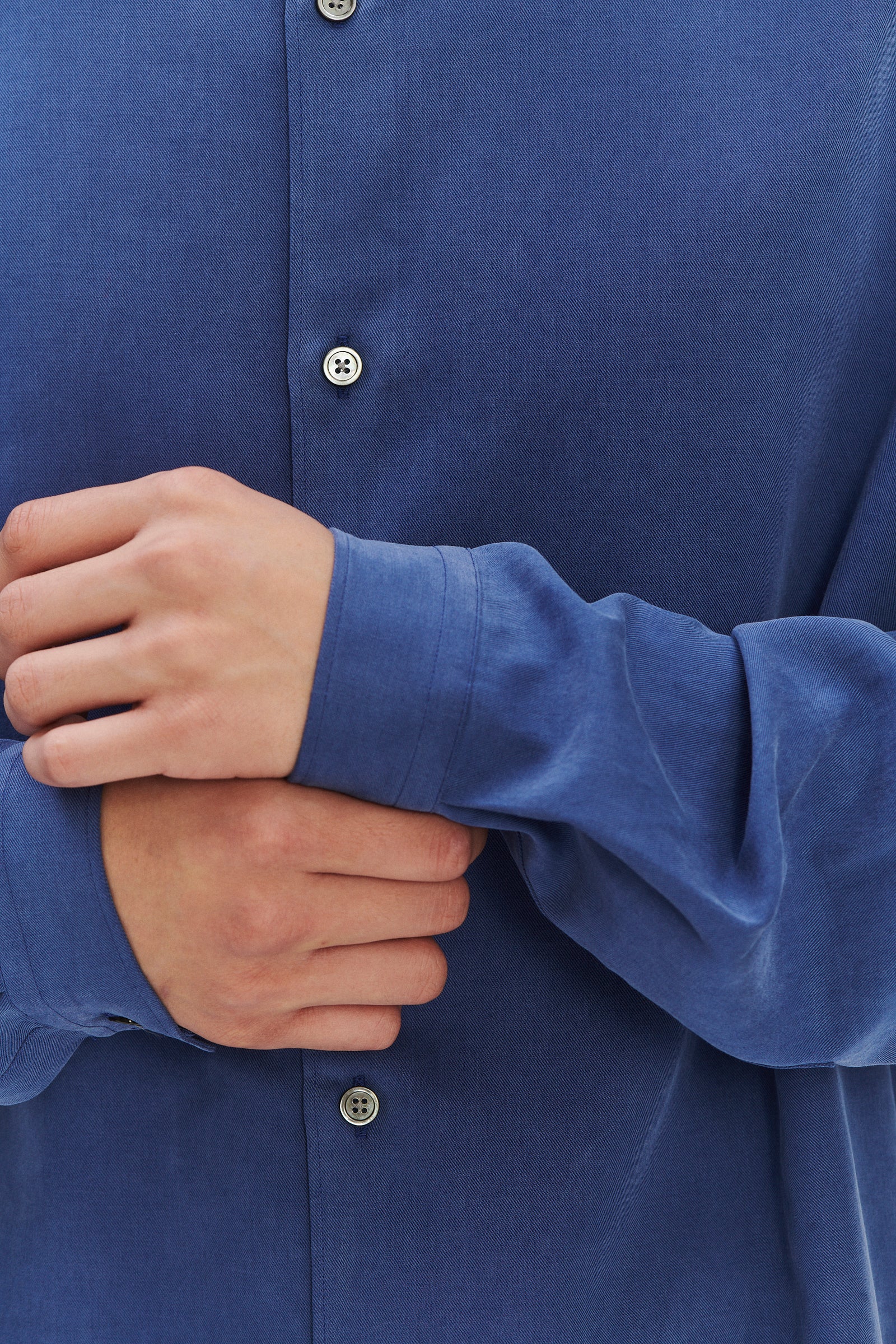 Breda Boxy Shirt in a Soft Deep Blue Japanese Lyocell and Cotton Blend