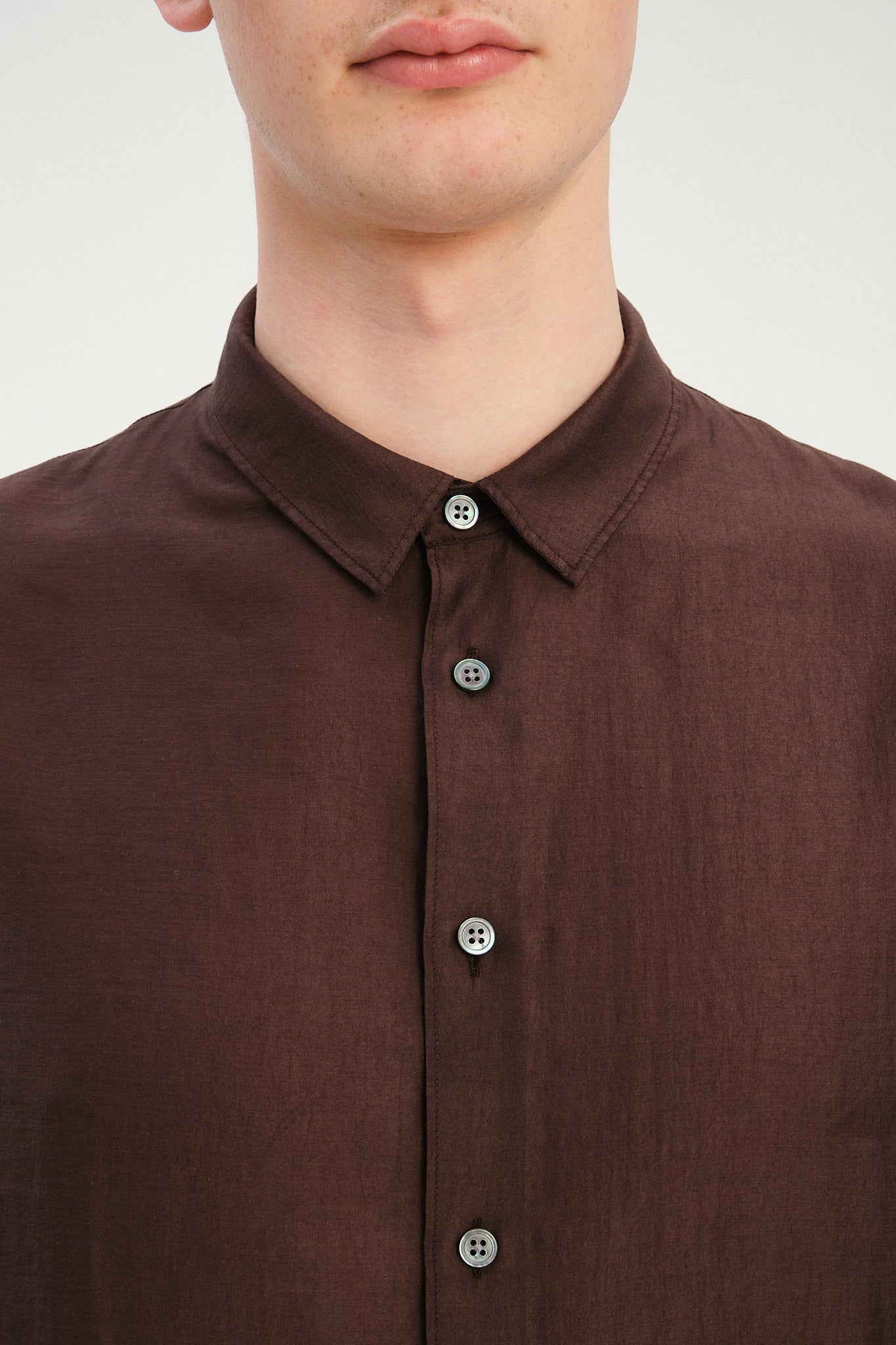 Breda Boxy Shirt in a Coffee Brown Silky Japanese Lyocell Blend