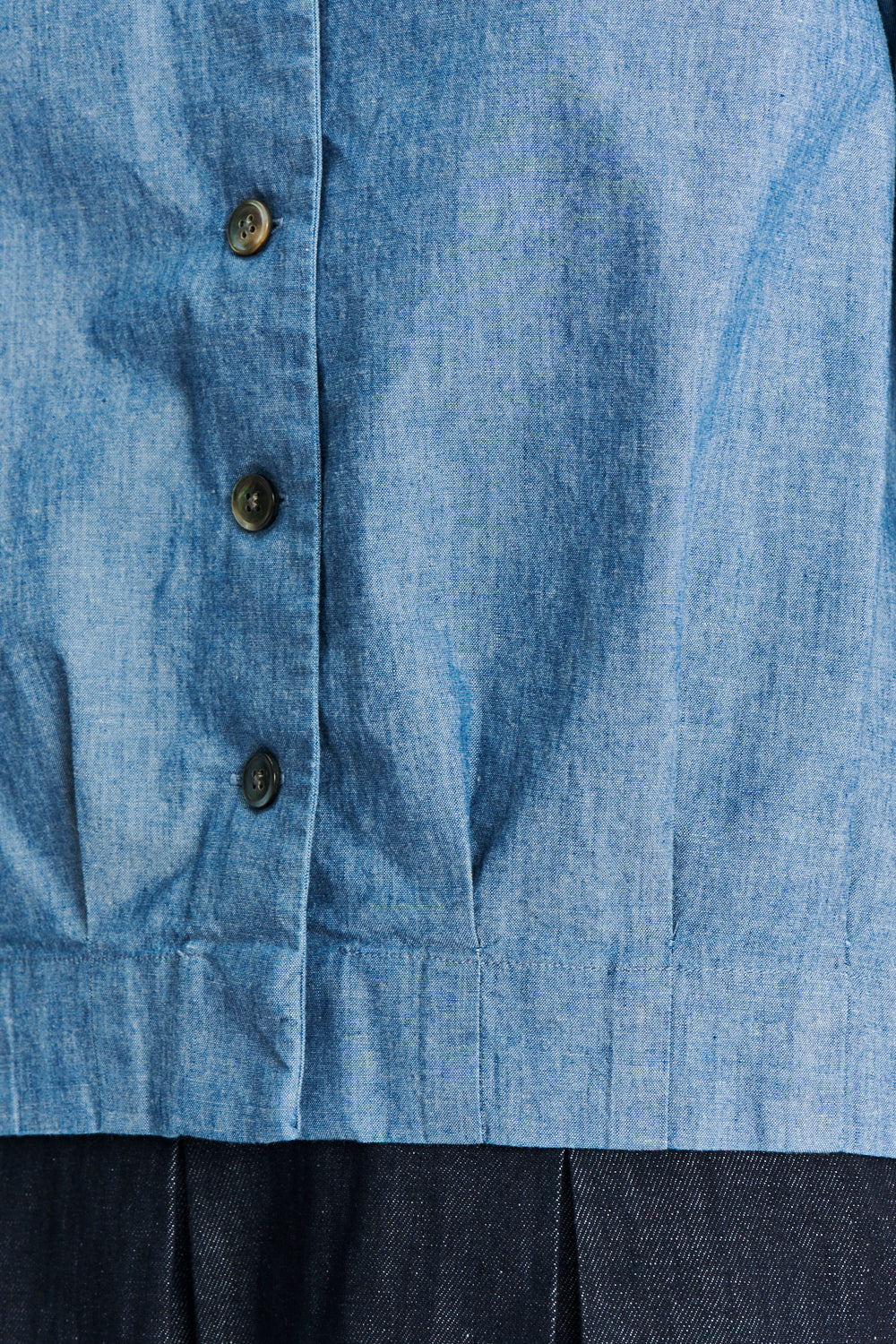 Blouse Jacket in an Indigo Dyed Mix of Italian Linen and Cotton