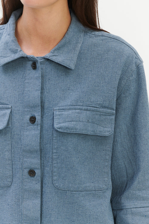 Blouse in a Pale Sky Blue Italian Recycled Cotton Denim