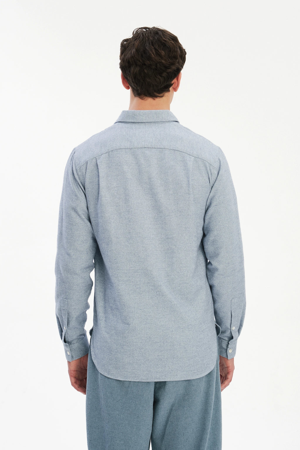 Farmer Shirt in a Fine Portuguese Brushed Blue Flannel