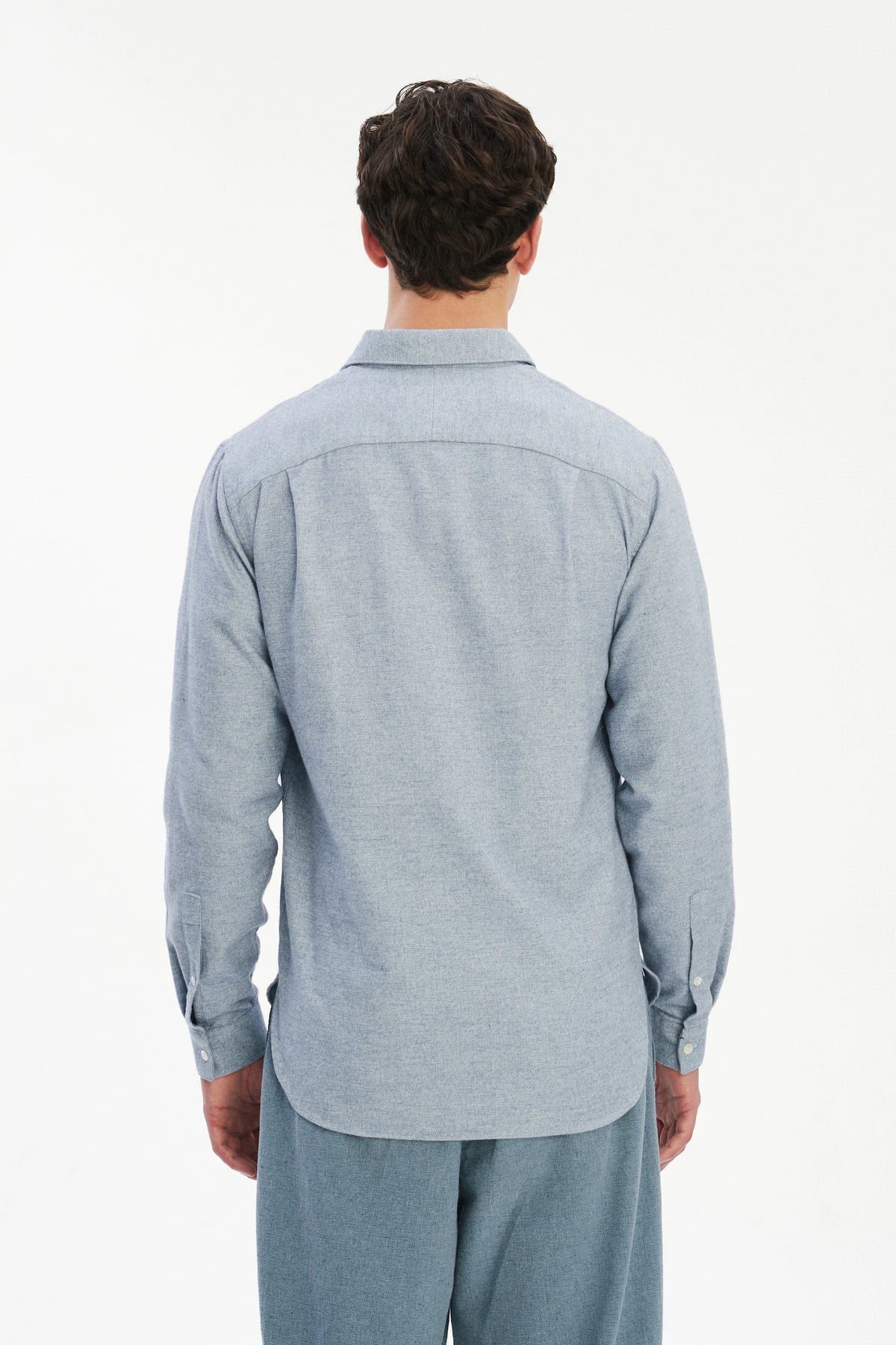 Farmer Shirt in a Fine Portuguese Brushed Blue Flannel
