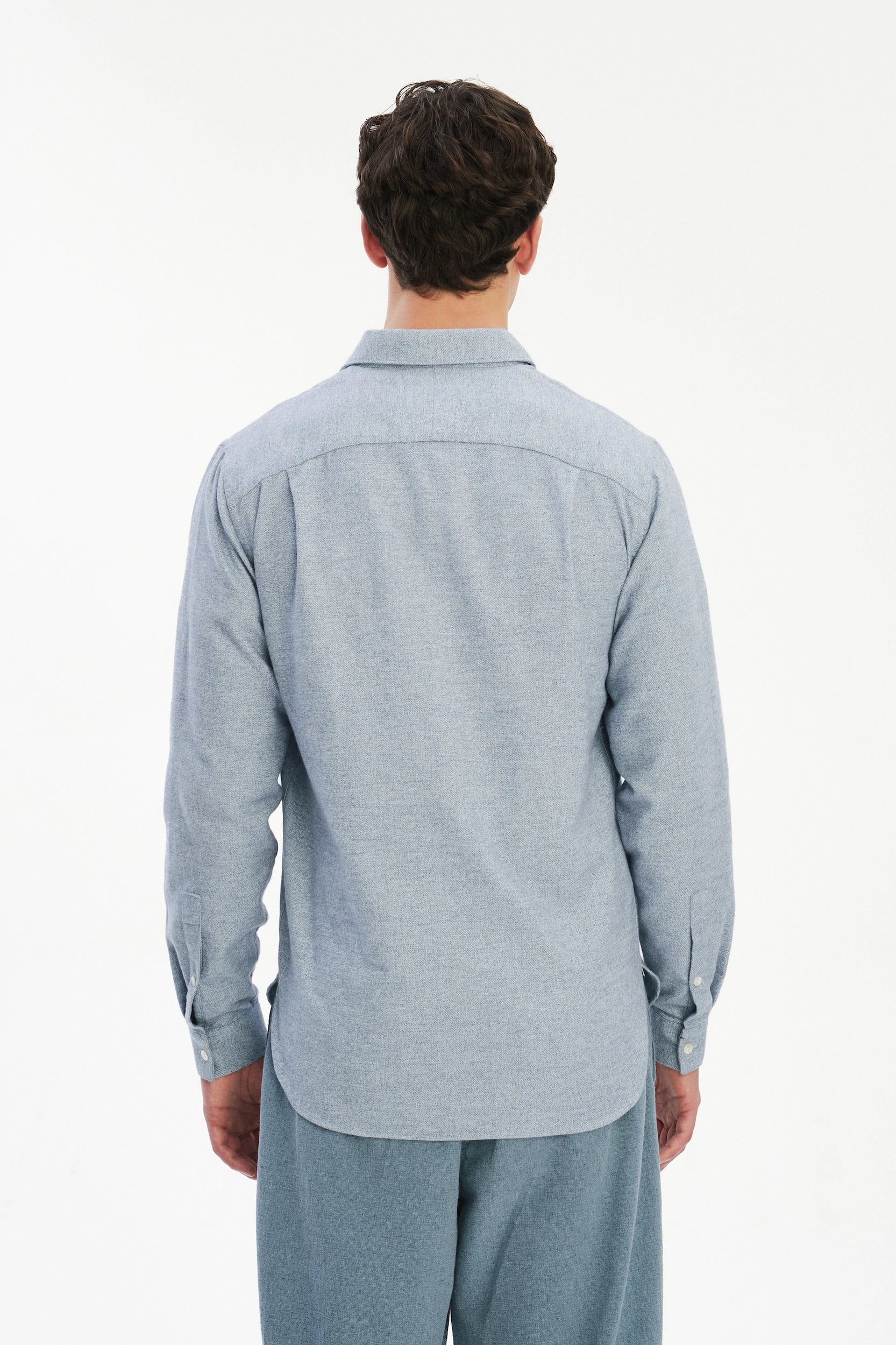 Farmer Shirt in a Fine Portuguese Brushed Blue Flannel