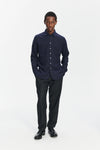 Farmer Shirt in a Deep Blue Unique Portuguese Cotton, Nettle and Lyocell Flannel