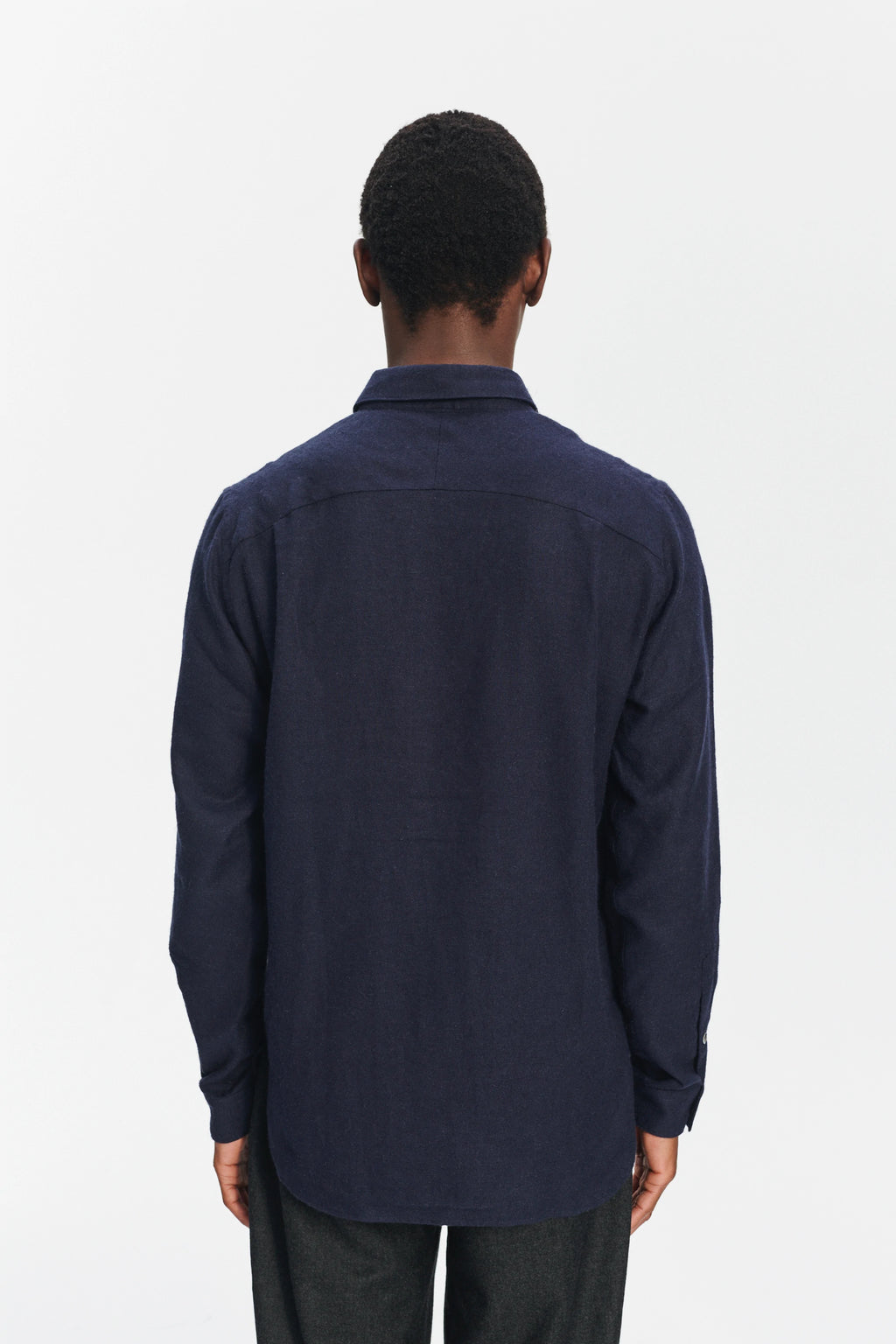 Farmer Shirt in a Deep Blue Unique Portuguese Cotton, Nettle and Lyocell Flannel