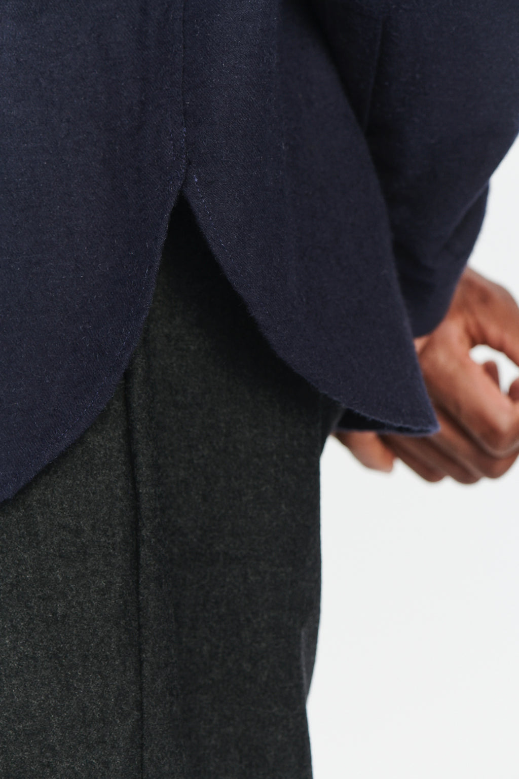 Farmer Shirt in a Deep Blue Unique Portuguese Cotton, Nettle and Lyocell Flannel