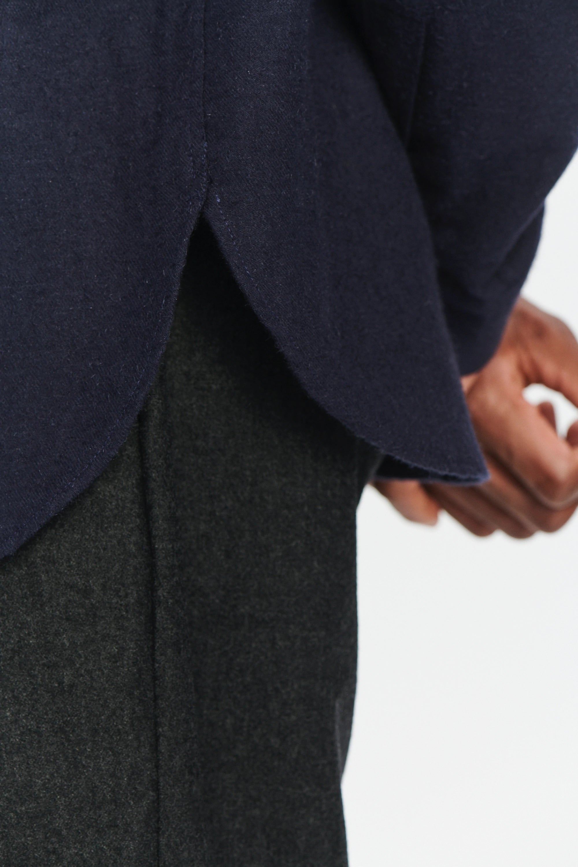 Farmer Shirt in a Deep Blue Unique Portuguese Cotton, Nettle and Lyocell Flannel