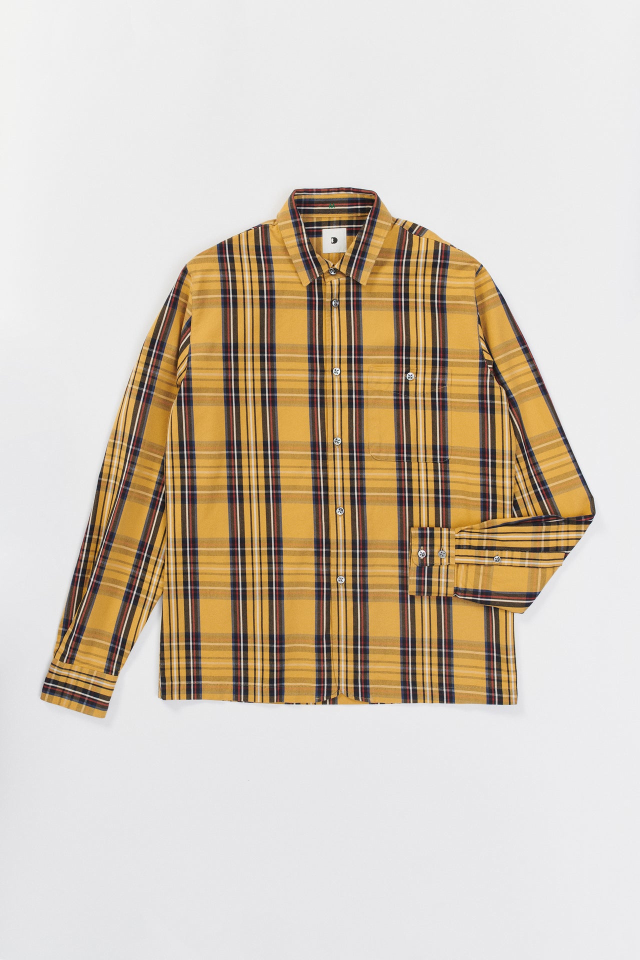 Strong Shirt in a Yellow, Red and Dark Blue Italian Sturdy Italian Cotton