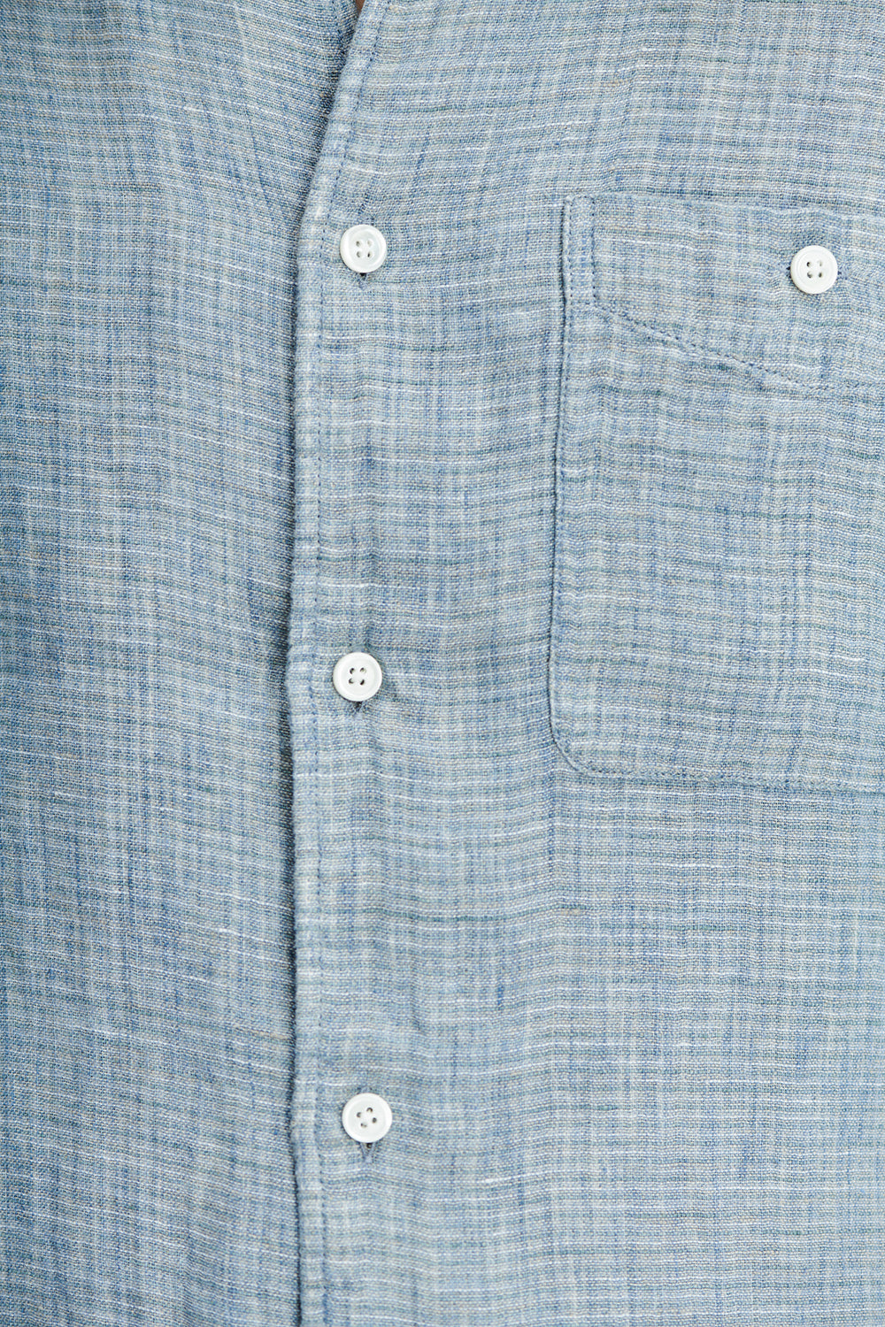 Strong Shirt in a Double Sided Blue and Green Fatigue Italian Linen and Cotton